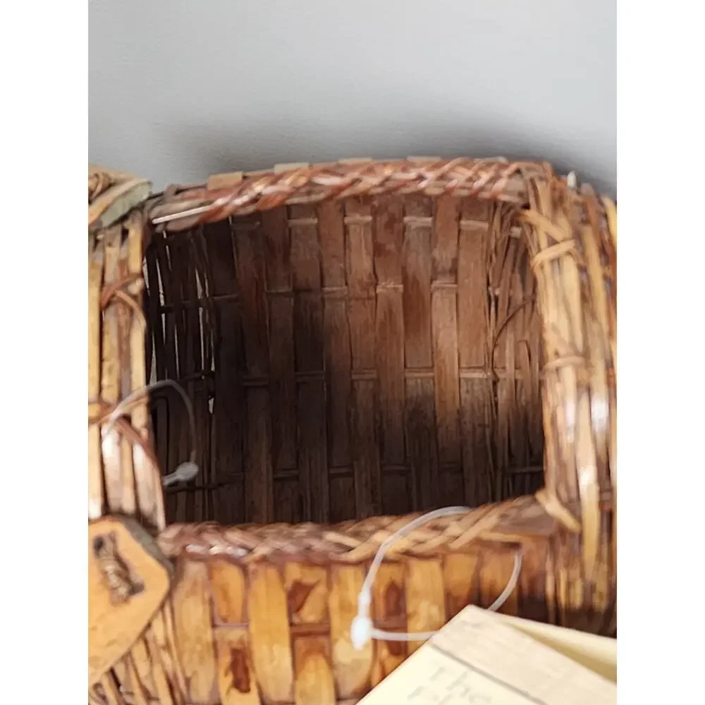 Basketville Hand Woven Wicker and Bamboo Pig Basket Planter